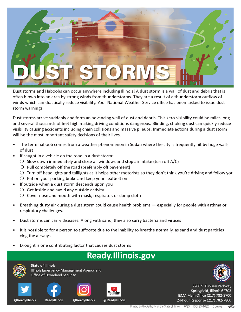 ReadyIllinois's tweet image. WARNING! We're hearing that dust storms, or #haboobs, are possible in central #Illinois because of wind and dry conditions. Please take caution if you are traveling and see dust. 
#ILWx