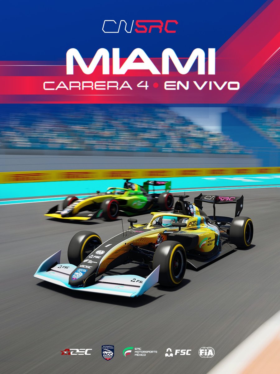 adec_eSports's tweet image. Continuamos con el Campeonato Nacional de Simracing 2026. Estamos ya 🔴EN VIVO🔴 con la Cuarta Carrera en el Circuito Miami
youtube.com/live/v7HJv-Ihd…

#esports #simracing #automovilclubdecuba #CNSRC