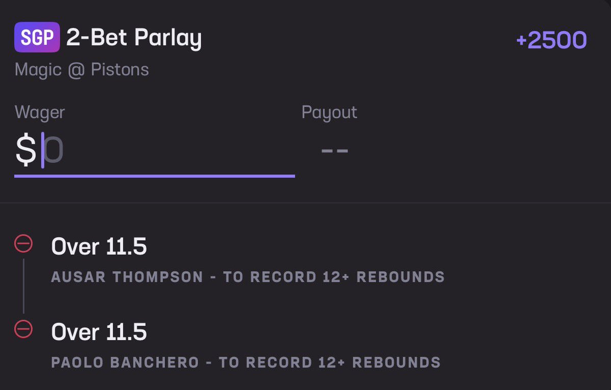 propswithicy's tweet image. Game 7 ORL / DET SGP

Ausar Thompson 12+ rebounds 
Paolo Banchero 12+ rebounds 
+2500 .1u
#DetroitBasketball  #EverybodyIn 

Defensive slugfest + Game 7 = rebounds 📈

@Playbook 

#PlayerProps