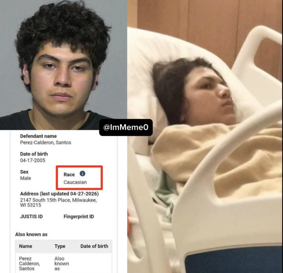 ImMeme0's tweet image. Multiple teens were stabbed in an unprovoked attack at Pulaski Park in Milwaukee, WI. 

Santos Perez-Calderon, 21, was booked as “Caucasian” and now faces charges including substantial battery, physical abuse of a child, and bail jumping. He was already out on bond in a separate