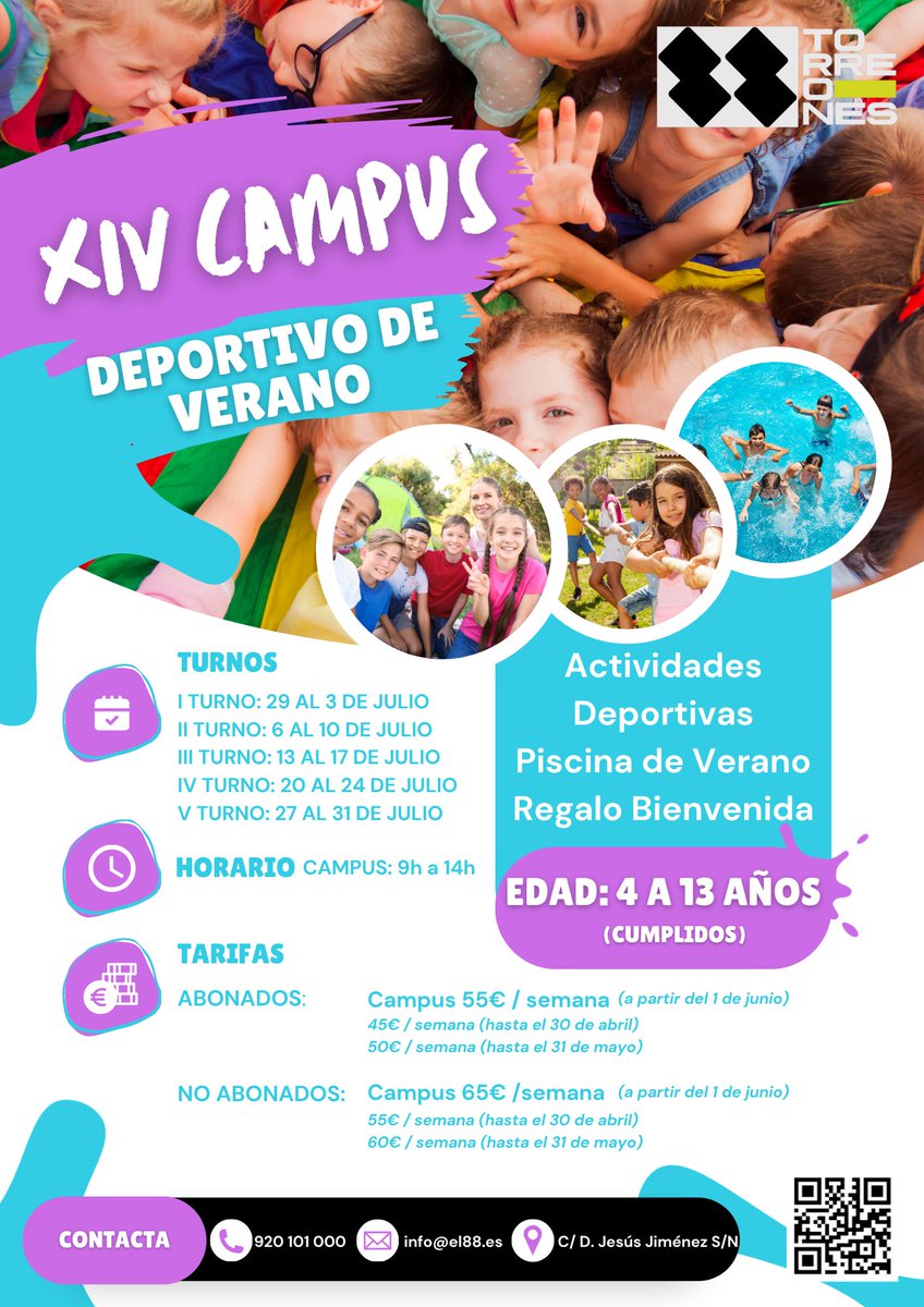 avilaconninos's tweet image. 🔊 Tenemos el campus de #verano para los más atléticos de la casa: el Campus del Centro de Ocio Deportivo @88torreones. El plazo de matrícula ya está abierto y con descuentos si se reserva en mayo.🥅🎾🤽🏻‍♀️🏐
avilaconniños.com/campus-deporti…
#elnuevo88torreones #Ávila
