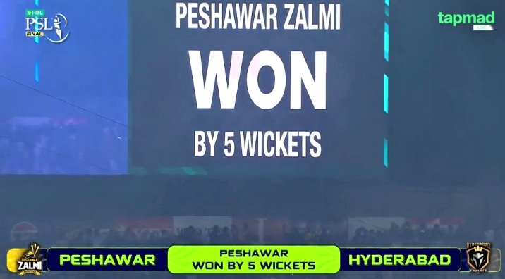 bilalseedat32's tweet photo. 2nd PSL title for Peshawar Zalmi
3rd PSL title for Babar Azam 1st as Captain
An all-round performance by Aaron Hardie took his best bowling figures in T20's&amp;scored an unbeaten 50 after coming to bat at 7/2
Very well support by Abdul Samad #PSL11 #PZvsHK #PeshawarZalmi #Champions https://t.co/sE22YOlFxz