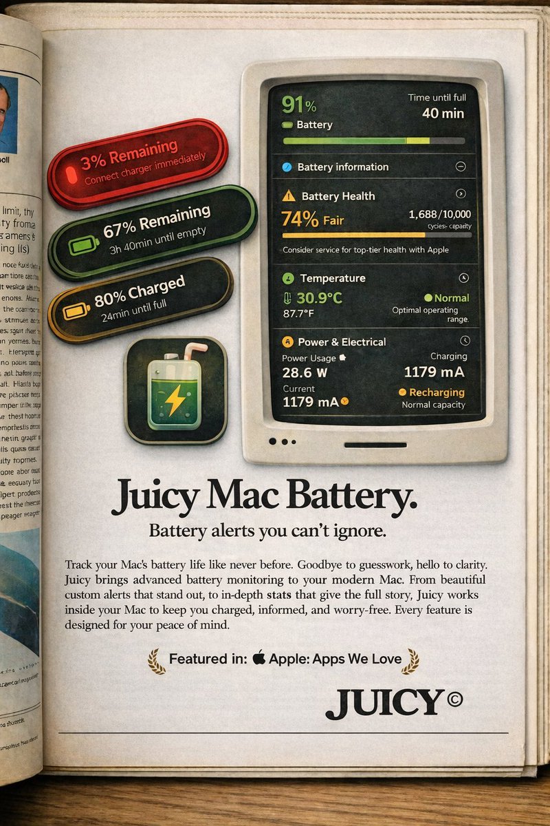 Juicy Battery App tweet media