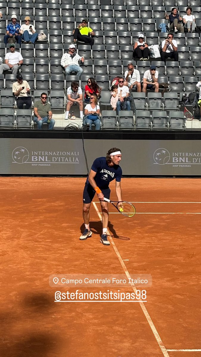 TennisMediaHype's tweet image. Former Finalist Stefanos Tsitsipas (World #3 high) practicing on the Center Court of Foro Italico in Rome, Italy ahead of ATP Masters 1000 claycourt tennis tournament #IBI26

Sunday May 3, 2026

Greek #1 Stef Tsitsi plays his 1st round match on May 6 or 7