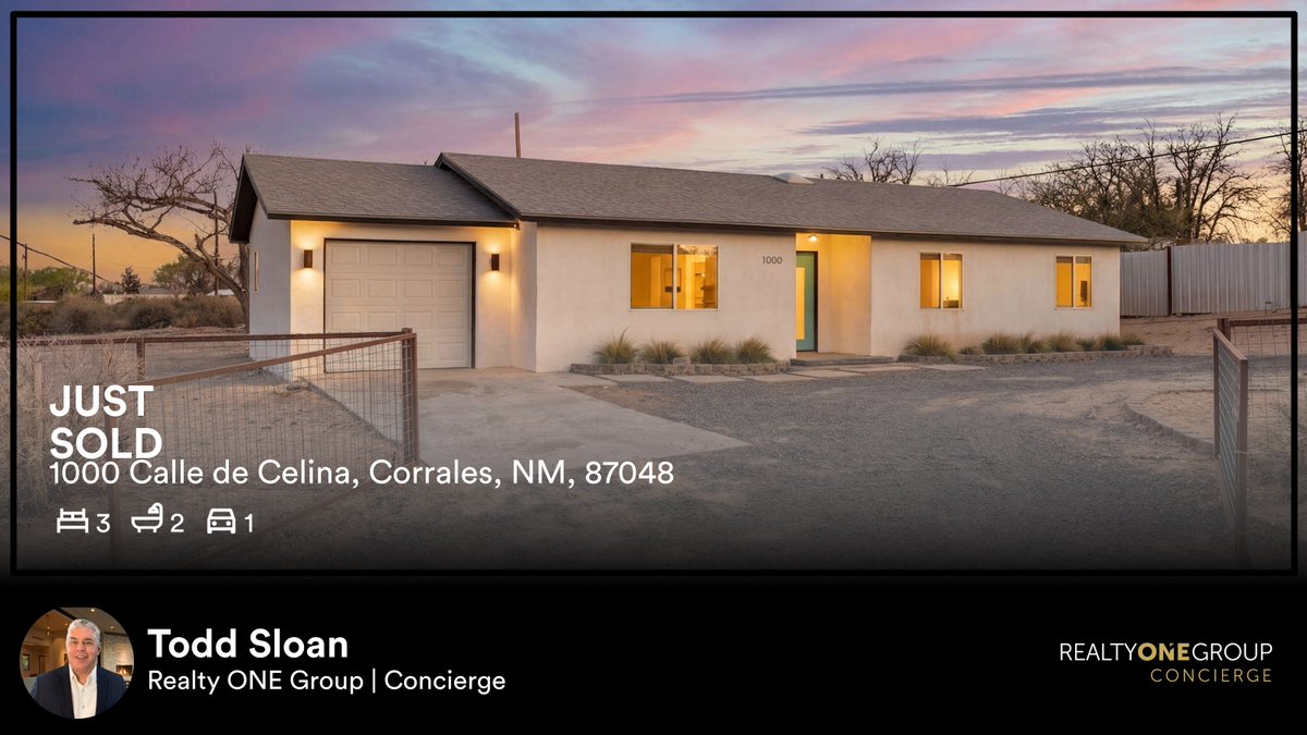 ROGConcierge's tweet image. 🛌 3 🛀 2 🚘 1
📍 1000 Calle de Celina, Corrales, NM, 87048

Our agent’s latest sale on RateMyAgent

...
#realestate #Realty_ONE_Group_Concierge__Albuquerque O: 505–318–1111