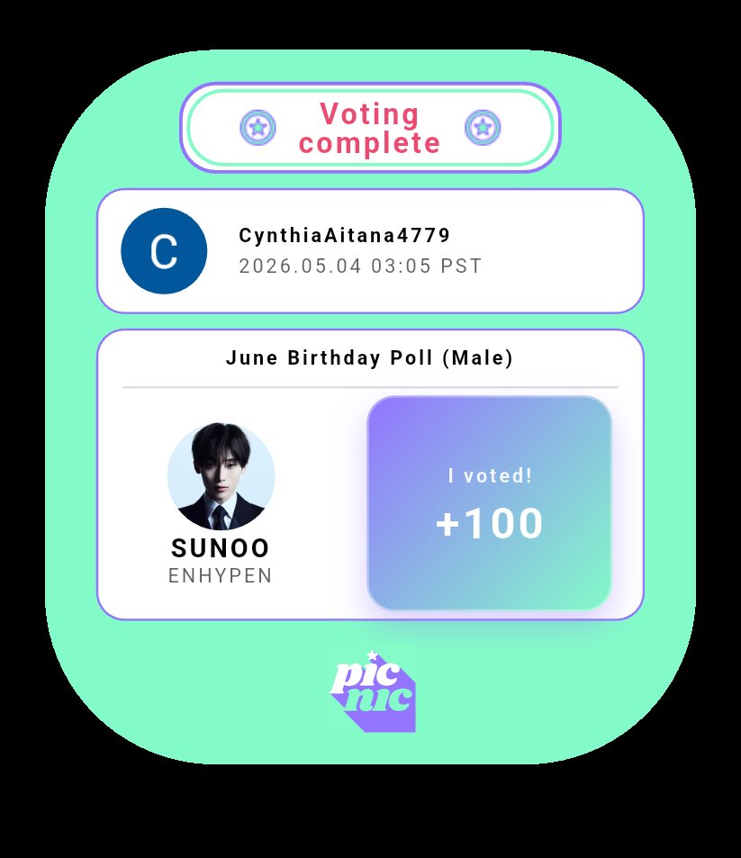 joy_fab1020's tweet image. SUNOO - June Birthday Poll (Male) Voted! 🎉
 #Picnic #Vote #PicnicApp #JuneBirthdayPoll(Male) applink.picnic.fan/AmJIcTJ9r2b