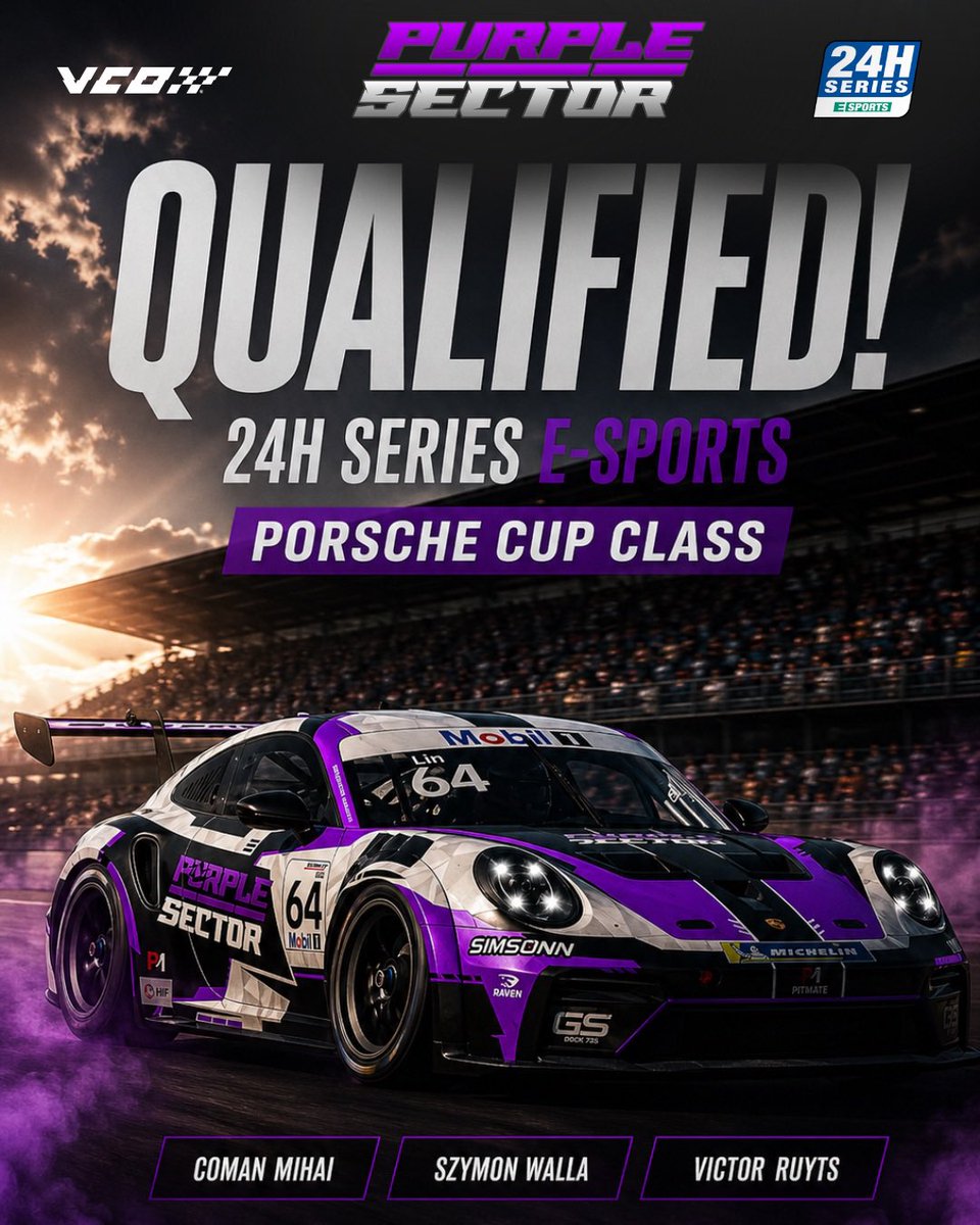 TPurplesector's tweet image. F***ING QUALIFIED

After just 8 months of iRacing, we’ve secured our spot in one of the strongest endurance esports series:
24H Series Esports.

bit lucky we qualified but we take it 💜

#iracing #Esports #24hseries