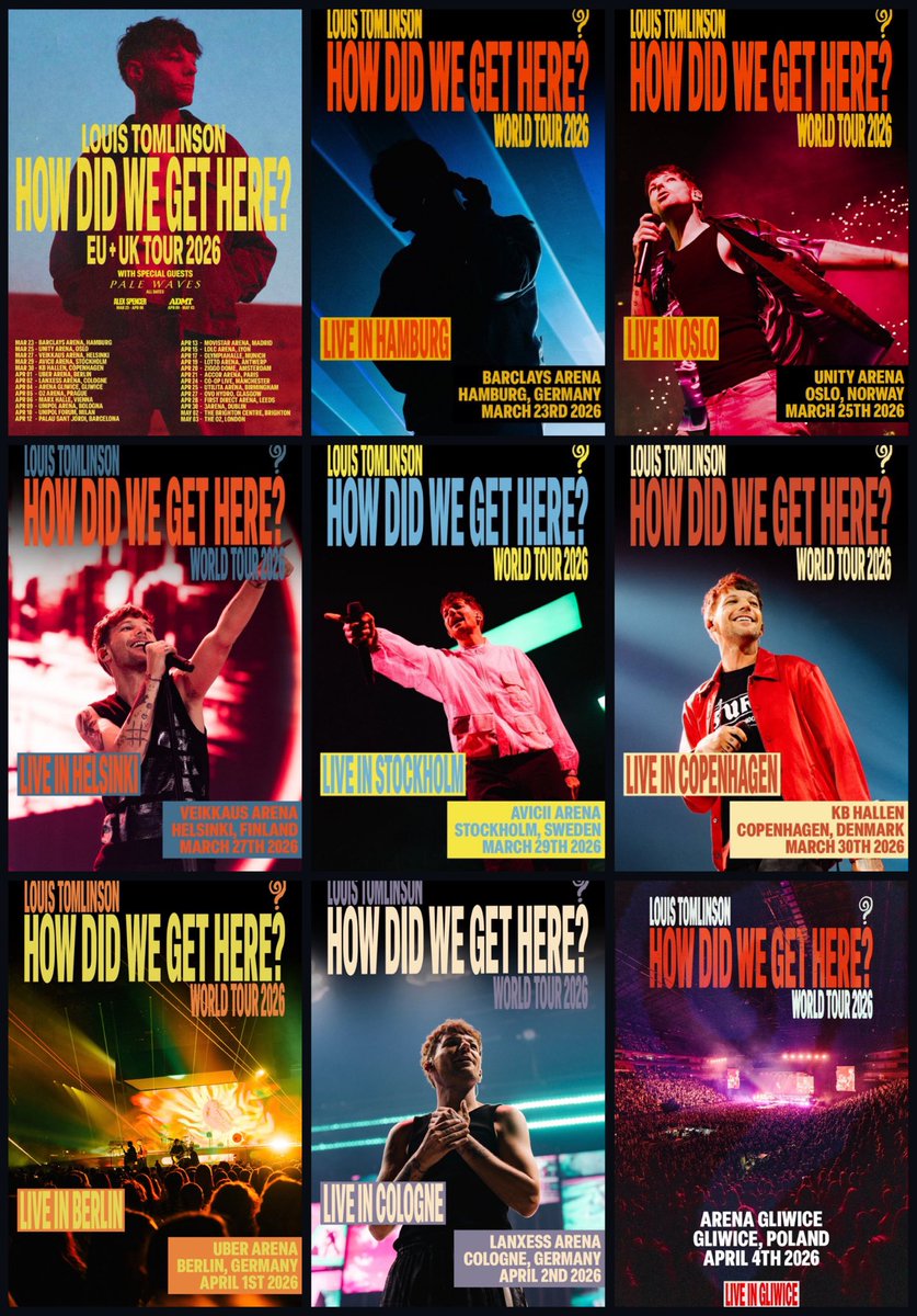 runfrompeople81's tweet photo. Look how gorgeous this is!!! All his beautiful tour posters! 🌻🌈🍋#howdidwegethere #hdwghworldtour #louistomlinson https://t.co/82O1EIel4q