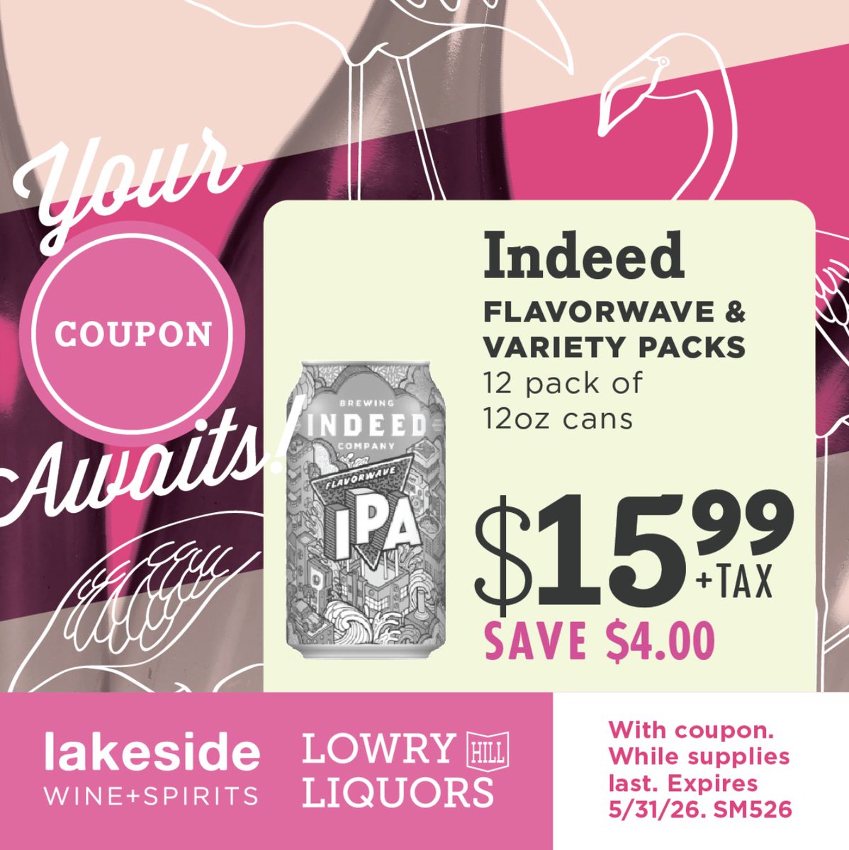 lakesidewines's tweet image. If you like hoppy beers, you'll love Flavorwave from @IndeedBrewing out of Minneapolis! 12 packs of this &amp;amp; Indeed's variety pack are now $4 off through the end of the month! 

Valid State ID required. Must be 21+. #Hoppy #MinnesotaBeer #BuyLocal