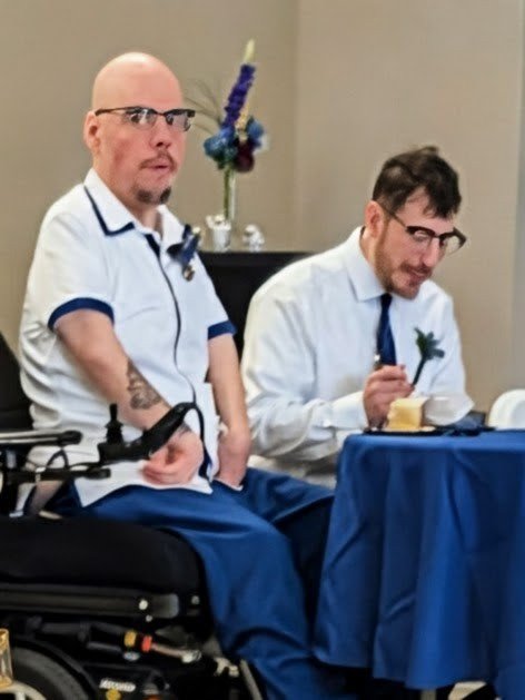 eileenwanita's tweet photo. My friends Eric and David got gay married today and it was really sweet. Eric's voice cracked when he said "I do," and I teared up. He's come a long way since I met him in 2007, and I couldn't be more proud! #loveislove #gayisok #gaymarried https://t.co/CNapCBRstW