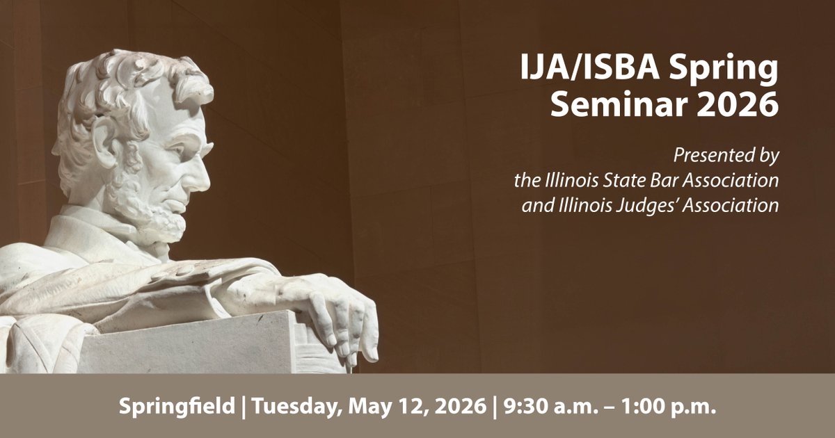 ISBAlawyer's tweet photo. Join Hon. Raymond J. McKoski (ret.) for a deep dive into David Davis—the force behind Lincoln’s rise. 🎩⚖️ Explore their bond, Davis’ influence, & lessons from his Supreme Court career on leadership & the law.
@ILJudgesAssoc #ISBA #IJA #SpringSeminar26
https://t.co/8WxhP6byjE https://t.co/oiQYkhmKiw