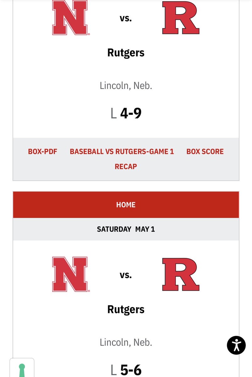 A weird Husker Baseball parallel: 

This exact weekend in 2021 - the regional final team that ran away with the B1G title - had a bizarre home sweep to a middle of the pack Rutgers. 

They bounced back and went 11-2 test of the way. Hope this group does the same. #GBR