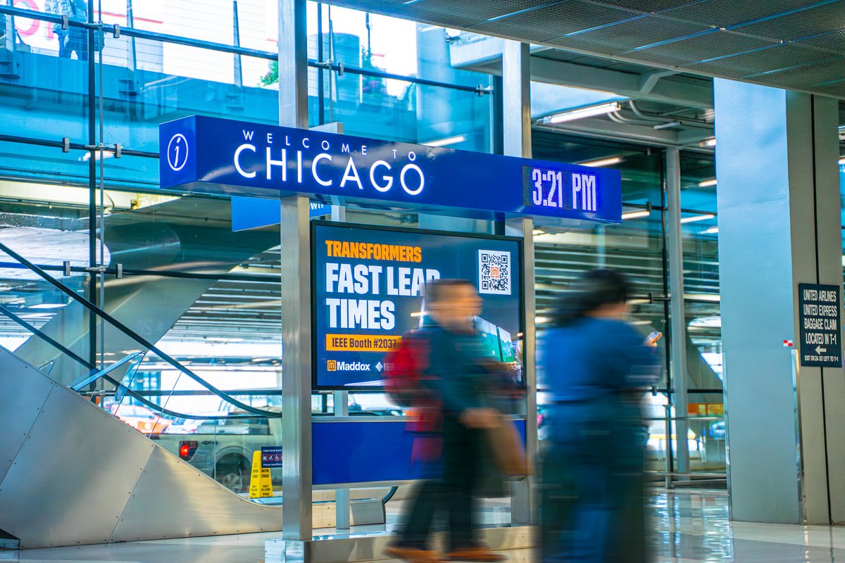 Maddoxxfmr's tweet image. Welcome to Chicago @IEEETandD Conference attendees!

Keep an eye out for Maddox on the baggage claim screens in O’Hare, and come stop by Booth #2037 during the show.

We look forward to seeing you there!

#IEEEPES #IEEETandD #IEEE #PoweringTheGrid