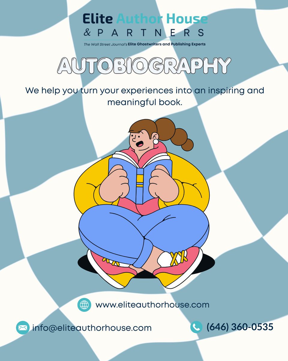 zademurphy's tweet image. Share your life story 📖

Professional Autobiography writing services available.
Visit Now :
eliteauthorhouse.com

Email Us :
info@eliteauthorhouse.com

Call Us :
(646) 360-0535

.
.
.
#Autobiography #Storytelling #BookWriting #Inspiration