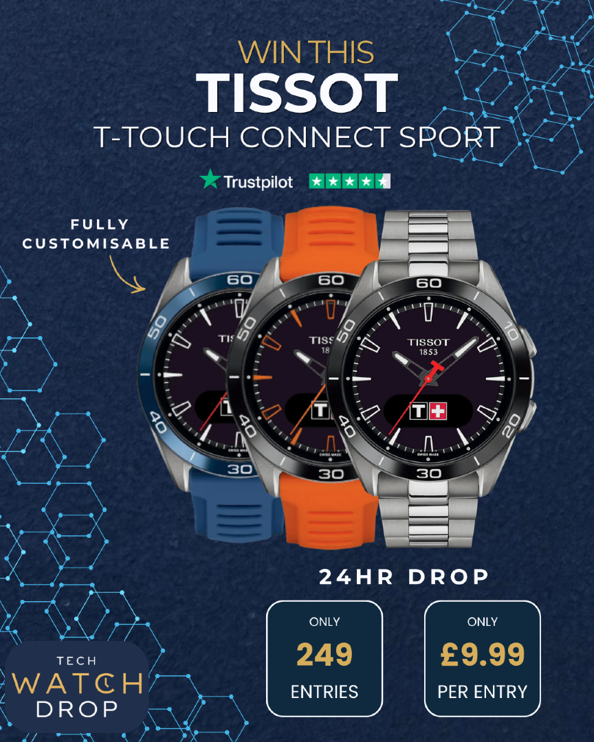 RealWatchDrop's tweet photo. ⚡️ 24 HOUR TECH DROP ⚡️

This one’s for the watch lovers who want style + tech.

WIN the Tissot T-Touch Connect Sport - a hybrid smartwatch that blends classic design with modern performance.

🔥 Why this drop hits different:
– Fully customisable 
– Premium Swiss design 
– Smart features meets everyday wear
– Only 249 entries
– Just £9.99 per entry

⏳ And the catch? You’ve got 24 hours. That’s it.

Low entries = better odds. Simple.

Don’t overthink it - these are the drops people wish they didn’t miss.

👉 Enter now before it’s gone.

#WatchDrop #Tissot #TechWatch #LuxuryTech #raffleprizes #LimitedDrop #SmartwatchStyle #24HourDrop #MensStyle #WomensStyle