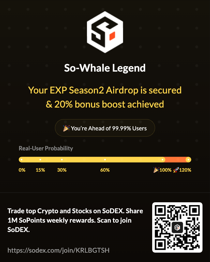 🔥Trade top Crypto and Stocks on SoDEX. Share 1M SoPoints weekly rewards. Click to join SoDEX.
 sodex.com/join/KRLBGTSH