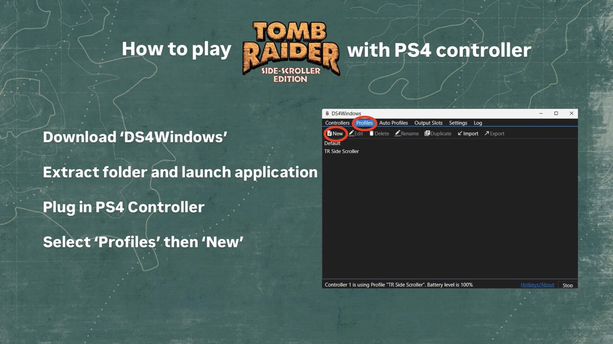 ApolloTech96's tweet image. I made a quick guide for anyone who wants to play Tomb Raider Side Scroller with a PS4 controller using DS4Windows. 
Quick and simple, if I can do it, you can do it.
#TombRaider #TombRaiderSideScroller