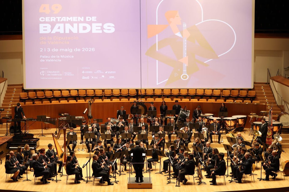 Vicente_Mompo_'s tweet photo. El 49é Certamen de Bandes de la @dipvalencia ha tornat a confirmar l'extraordinari nivell, talent i dedicació de les nostres societats musicals.

Gràcies a totes les participants pel treball, la il·lusió i l'espectacle oferit durant estos dos dies, i enhorabona a les guanyadores de cada secció.

Tanquem esta edició en la satisfacció del treball ben fet i en la mirada posada en una cita molt especial: el 50é Certamen de Bandes. Una fita que estarà a l'altura de lo que representa la música en la nostra terra.