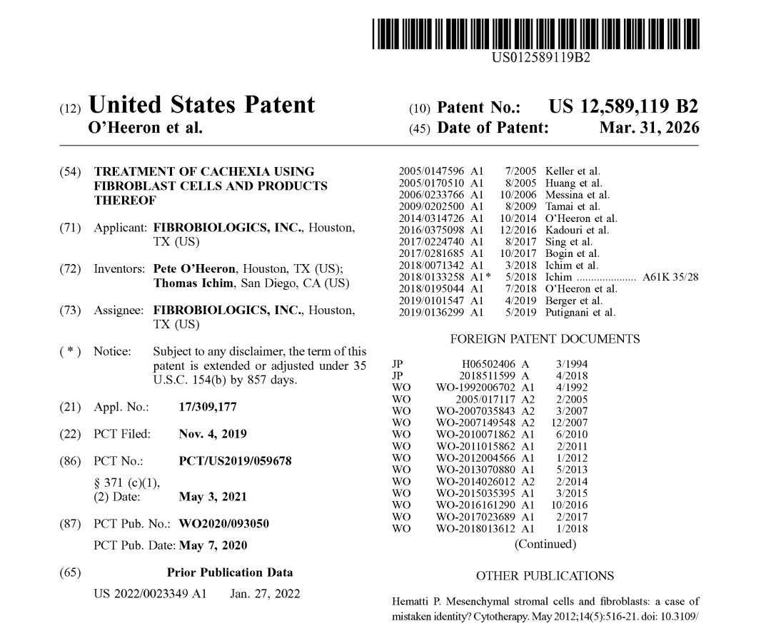 exosome's tweet image. You know how huge it is to have an issued patent on treating #cancer #cachexia ??

$FBLG does !