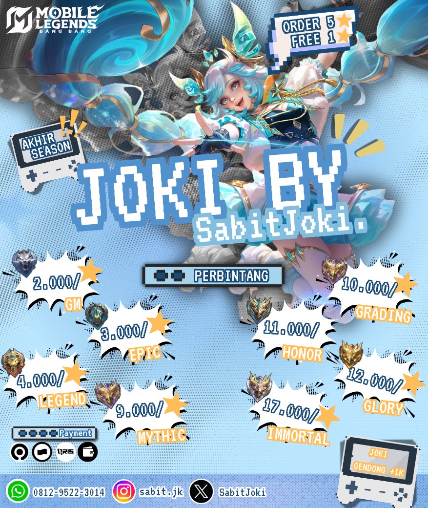 SabittJoki's tweet photo. R𝚎𝚊𝚍𝚢 𝚝𝚘 𝚛𝚊𝚗𝚔 𝚞𝚙? 
🎮 Trusted joki mobile legends siap bantu kamu naik Rank lebih cepat, aman, dan terpercaya biar akunmu bersinar di Land of Dawn.

Order? boleh langsung dm/wa yuk!
☎️ https://t.co/4cEaqldyKl
📩 Testimoni check media

#zonauang #zonajajan #jokiml https://t.co/nx4gIKr5k6