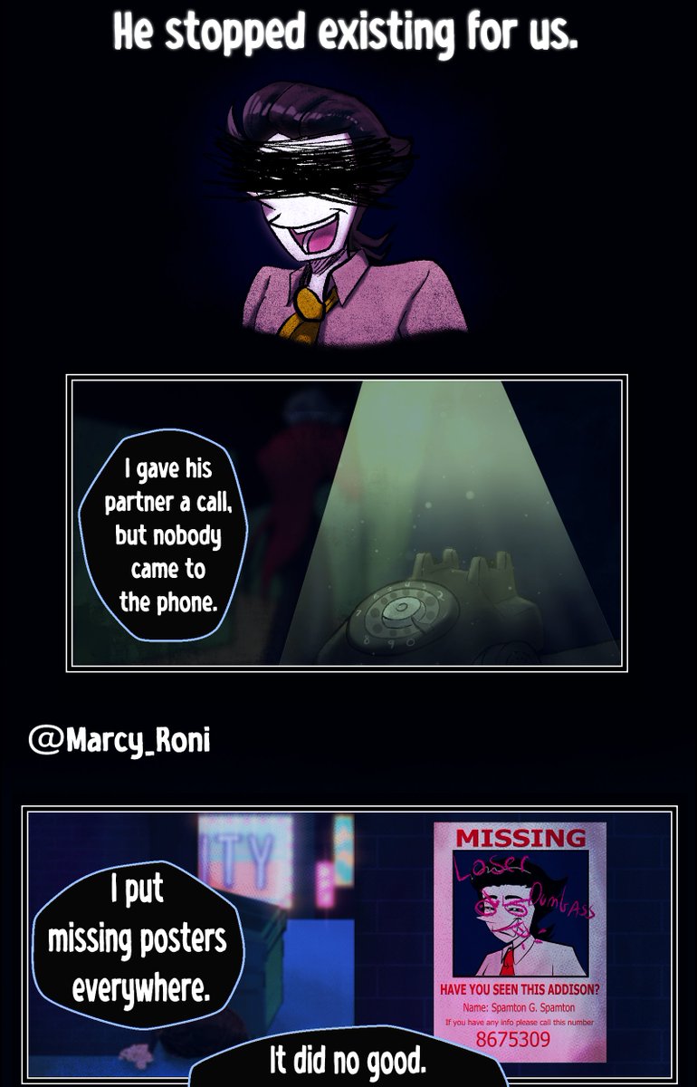 marcy_roni's tweet photo. Missing In Action: Part 1
please enjoy my comic. worked hard. #spamton #tenna #fancomic #deltarune #spamtenna https://t.co/XTofyv5rka