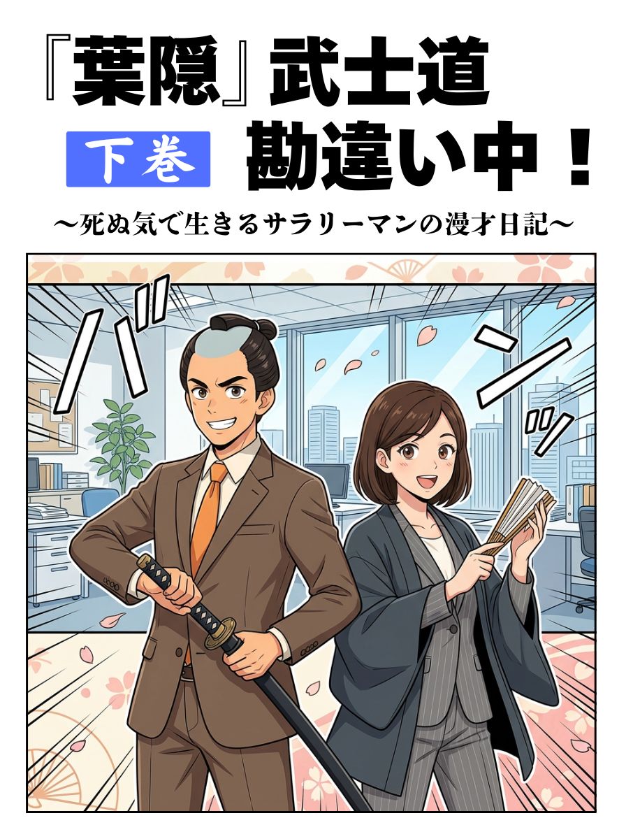 BenChan_8125's tweet photo. 楽しく『葉隠』武士道が学べるフルカラー漫才漫画100P！超簡単解説付き✨『葉隠』にドハマりした熱血サラリーマンが大暴走💥同僚女子の鋭いツッコミが冴えわたる！
『葉隠』を現代に活かすヒントとなる一冊です！
上巻：https://t.co/Z3NFBmPGtq
下巻：https://t.co/VZL5hop6Vd https://t.co/3iIHS8rhsK