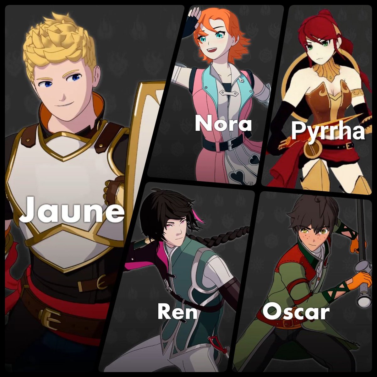 Miilakuroi's tweet image. Team RWBY+P ❤️🤍🖤💛💚

Team JNPR+O 💛🩷💚❤️🤎

#RWBY