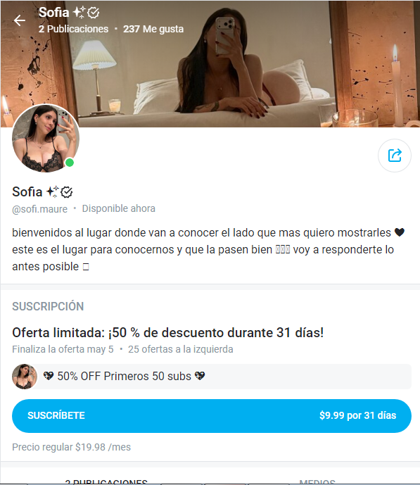 La troIa de sofi Maure se abrio un onlyfans!
2026 el mejor año para las redes.