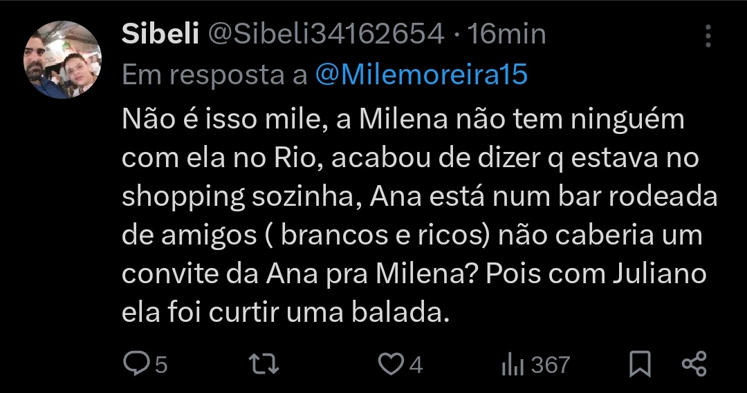 Ana Paula não é babá da Milena e não vai viver em função dela, quanto antes entenderem isso melhor