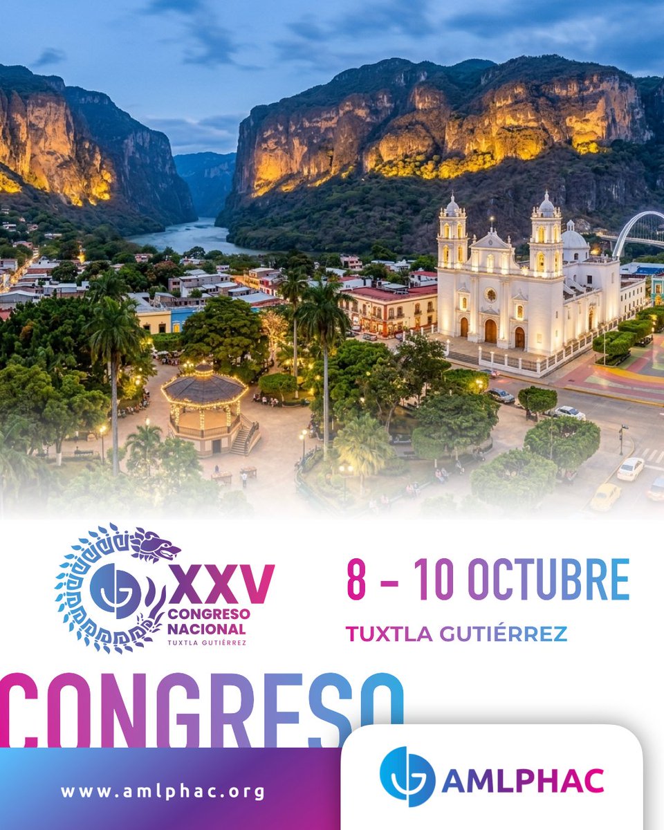 AMLPHAC's tweet photo. 🌄✨ Nos vemos en Tuxtla Gutiérrez

Sé parte del XXV Congreso Nacional y conecta con especialistas de todo el país.

📅 8 - 10 de octubre
📍 Tuxtla Gutiérrez
💬 Ciencia, experiencia y comunidad en un solo lugar.

#CongresoAMLPHAC #LPH #EducaciónMédica https://t.co/J6G2YBggc2
