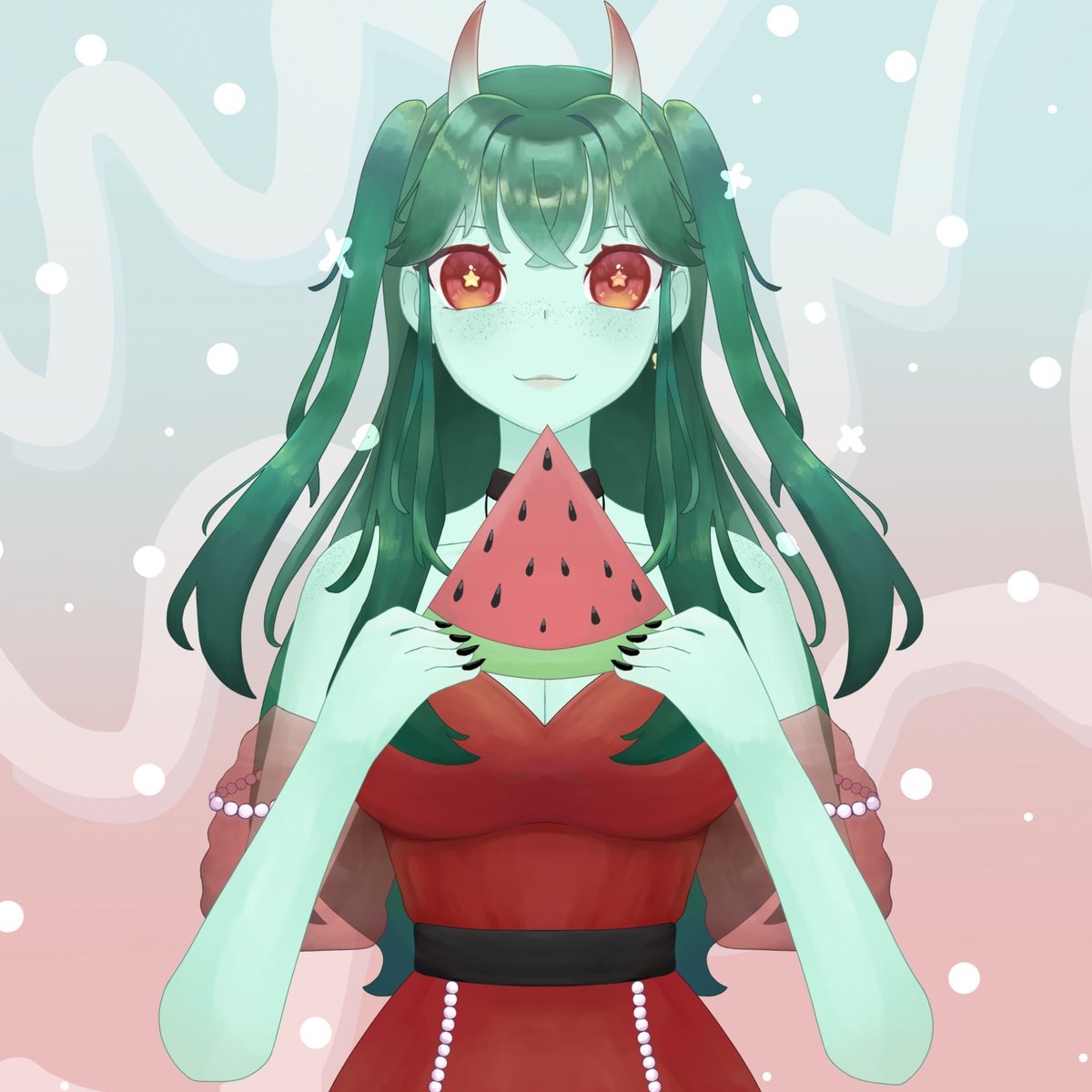 WatermelliVT's tweet photo. I saw some vtubers putting their models through colorblind testers, so I wanted to try it too...

I'm won, but at what cost?😭 https://t.co/qIguDxhHG6