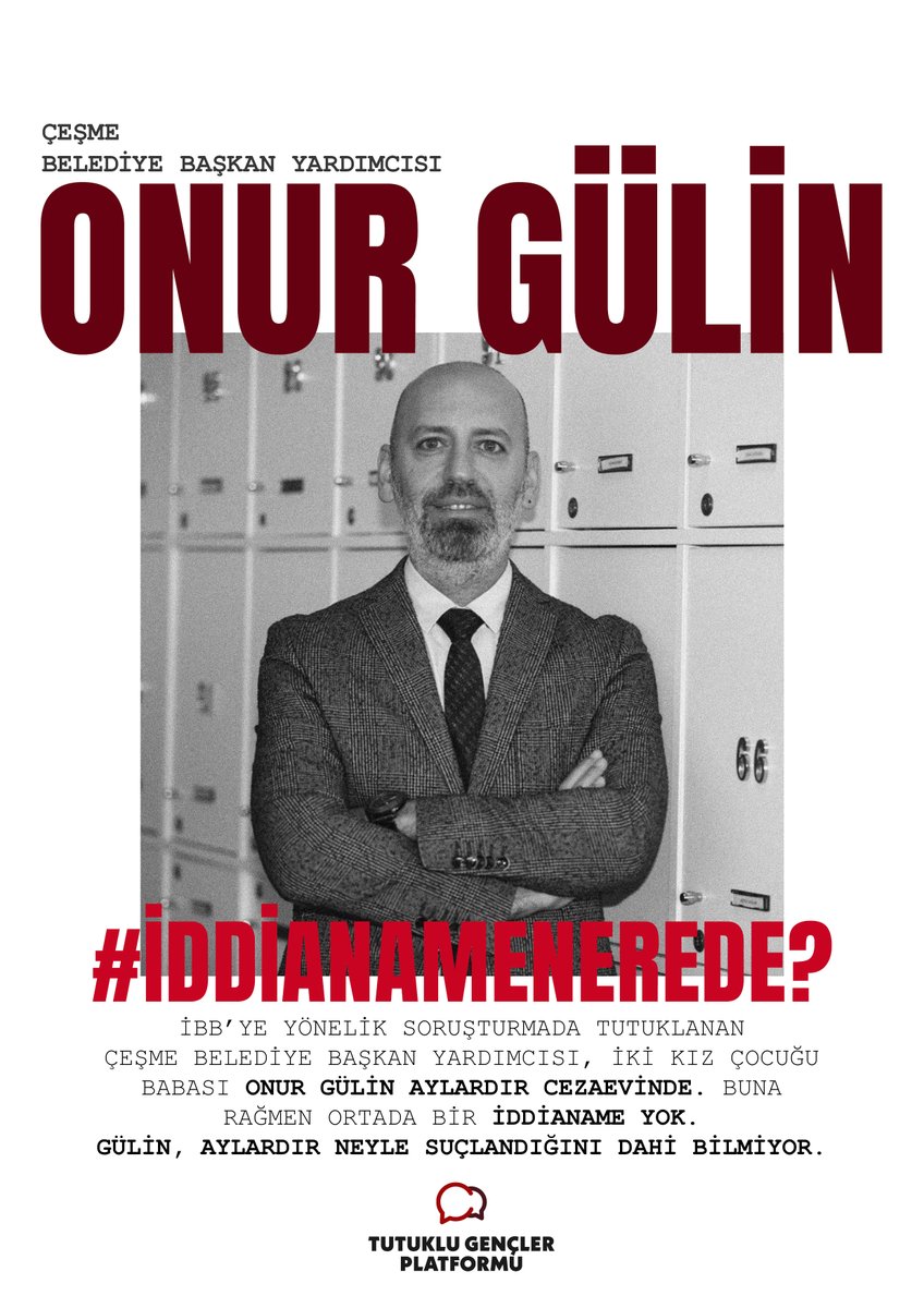 nedentutuklu's tweet photo. Neden tutuklu Onur Gülin? İddianame nerede? https://t.co/w3aCp9JCIW