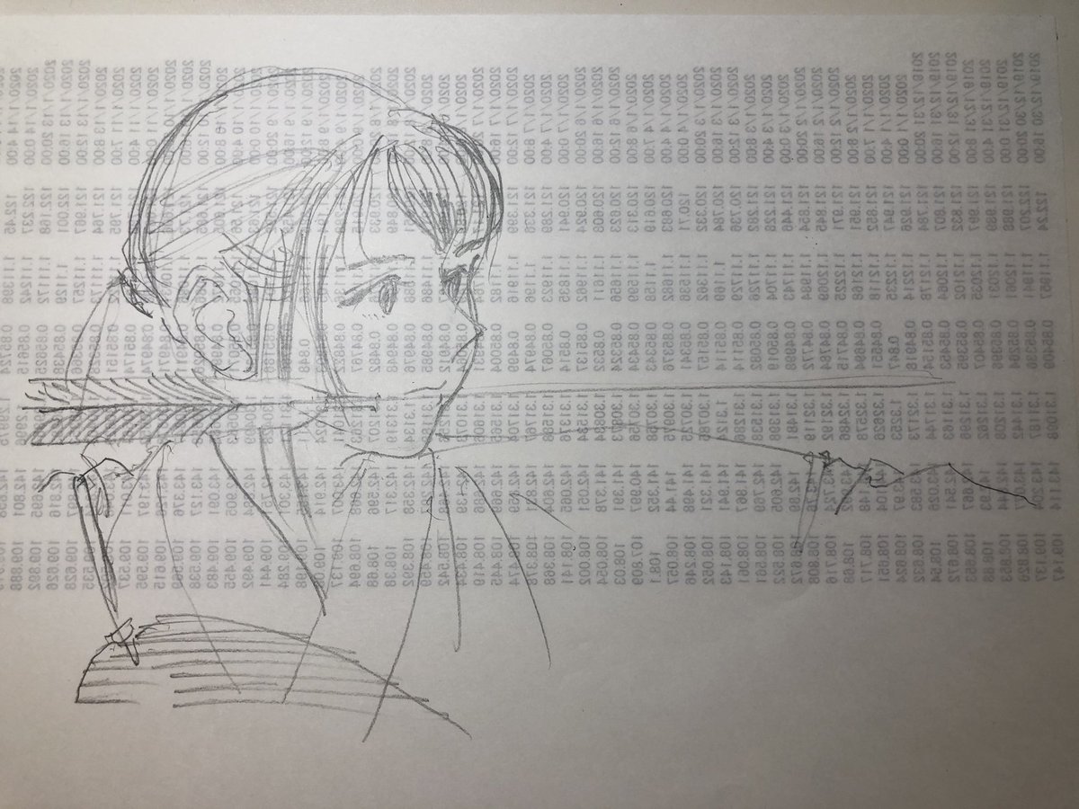 #絶対AIじゃないわいの絵を貼る
電子データにしたらなんだろうと完コピされるのだろうと思ってるけど、場帳書く時に使った時系列データシートの裏のラクガキならたぶんそこそこ証明になるだろう。たぶん。たぶん。たぶん。 