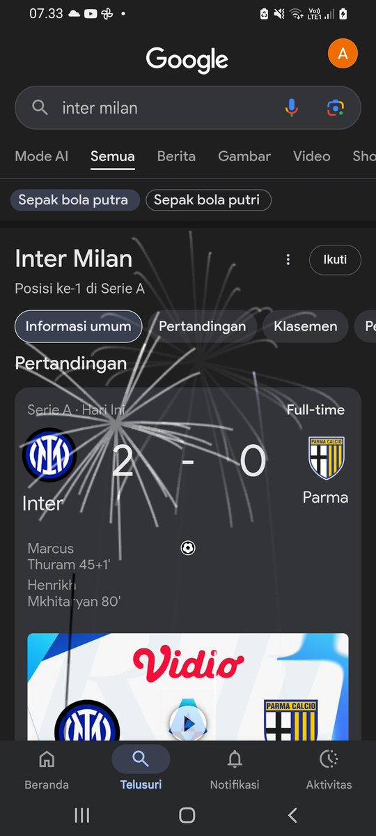 aji_setiyoso's tweet image. Di google tidak sedang ultah tapi ada kembang api nya #ForzaInter