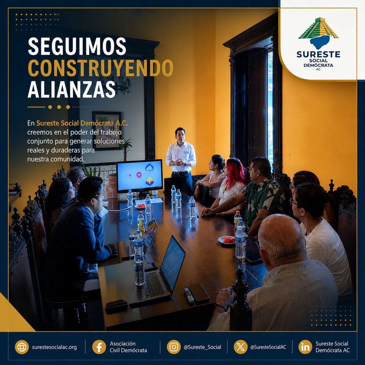 SuresteSocialAC's tweet photo. Seguimos construyendo alianzas.
El desarrollo social se logra coordinando esfuerzos entre comunidad, instituciones y sector privado.

🌐 https://t.co/pAb43alFlm

#DesarrolloSocial #Alianzas #Yucatán #ImpactoSocial https://t.co/lwAL3Wq045
