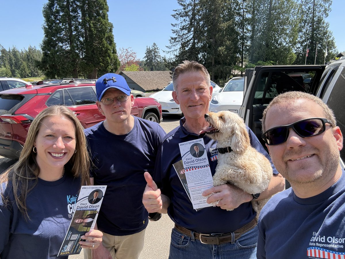 OlsonForRepLD26's tweet photo. Just a beautiful afternoon to go out door belling with Katy Cornell
and talking with voters.  High taxes and affordability continue to lead the “real time door bell polling” with the folks I spoke to. The democrats did that! https://t.co/gTnPuQ6ZIi