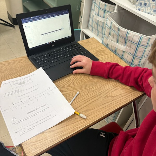 BTMS_Tigers's tweet photo. 7th graders have been working on a survey project. They are creating their own questions, collecting real data, and using it to make box-and-whisker plots. Now they’re finishing it up by analyzing their data and putting together a Google Slides presentation! https://t.co/TchVOfgnl8