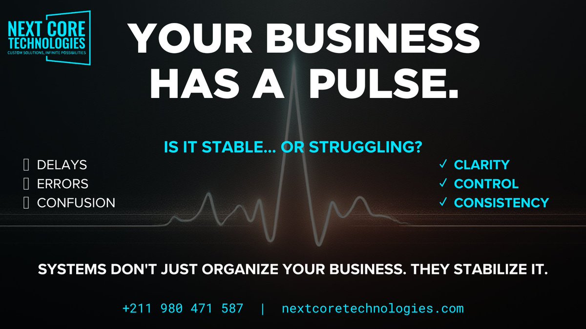 nextcoretec's tweet image. Your business has a pulse.

Stable or chaotic?

That’s what systems fix.
#BusinessGrowth #NextCoreTechnologies #SmartBusiness #DigitalTransformation #ERP #Automation #BusinessStrategy #ScaleSmart #Entrepreneurship