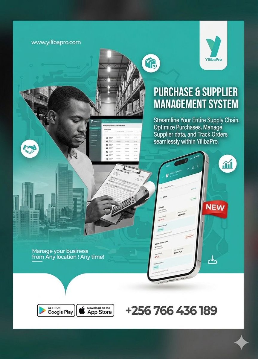 Intesa_Digitale's tweet image. Purchase &amp;amp; Supplier Management
Take control of your supply chain with ease 
Manage suppliers, track orders, and streamline purchases—all in one place with YilibaPro.

Smarter systems. Better decisions. Faster growth.
#SupplyChain #BusinessEfficiency #YilibaPro #SMETools