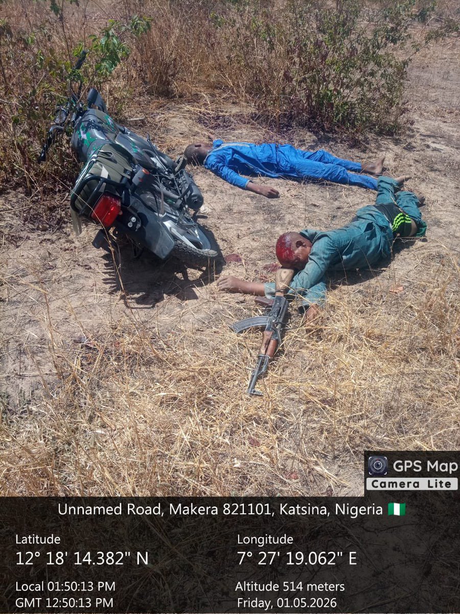 ZagazOlaMakama's tweet photo. Troops Neutralise 4 Terrorists, Recover Weapons, Cash in Katsina State

By Zagazola Makama

Troops of Forward Operating Base Faskari under Sector 2, Operation FANSAN YAMMA, have neutralised four terrorists during a fighting patrol along the Turare–Yantumaki Road in Dutsinma Local Government Area of Katsina State.

Security sources said the operation took place on May 2–3 when troops encountered armed terrorists during a routine patrol along the axis.

The sources disclosed that a fierce exchange of fire ensued, resulting in the neutralisation of four terrorists.

According to the sources, troops recovered two AK-47 rifles with magazines, quantities of ammunition, two motorcycles, seven mobile phones, and the sum of ₦153,000 from the scene.

They added that follow-up operations have been intensified in the general area to deny criminals freedom of movement and consolidate security gains.
