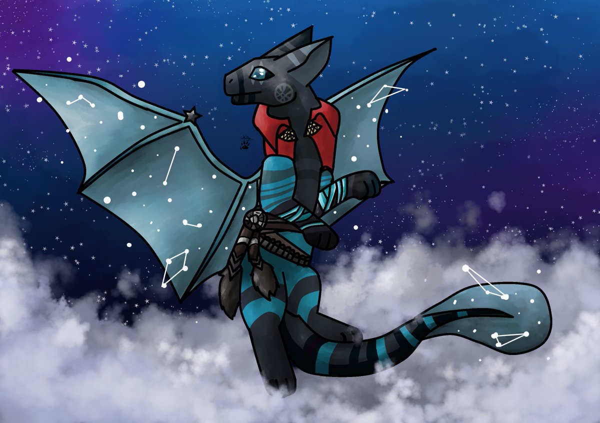 Nalkotheliger's tweet image. The 2021 commission, which I find quite outdated !

#commission #art #dragon #warriorcats #furryart #feralart
