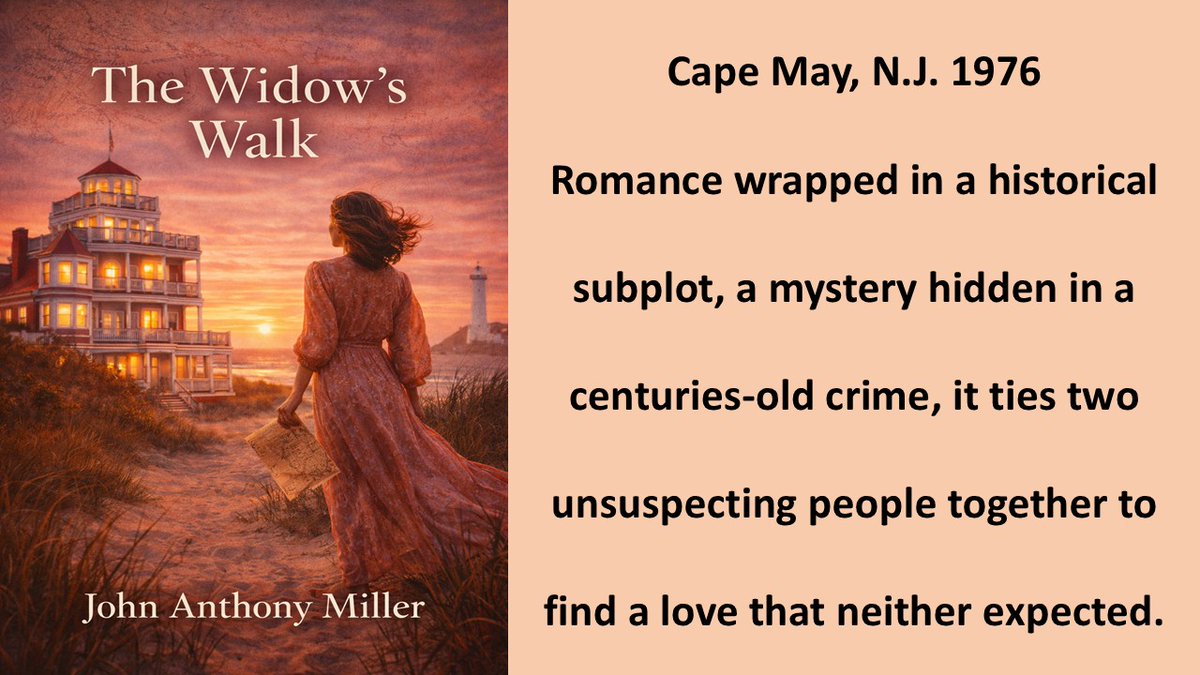 authorjamiller's tweet image. The Widow’s Walk
Cape May. N.J., 1976:
Mystery, romance, and buried treasure for a divorced NYC editor.
#mystery #cozymystery #Romance
mybook.to/H2K0V