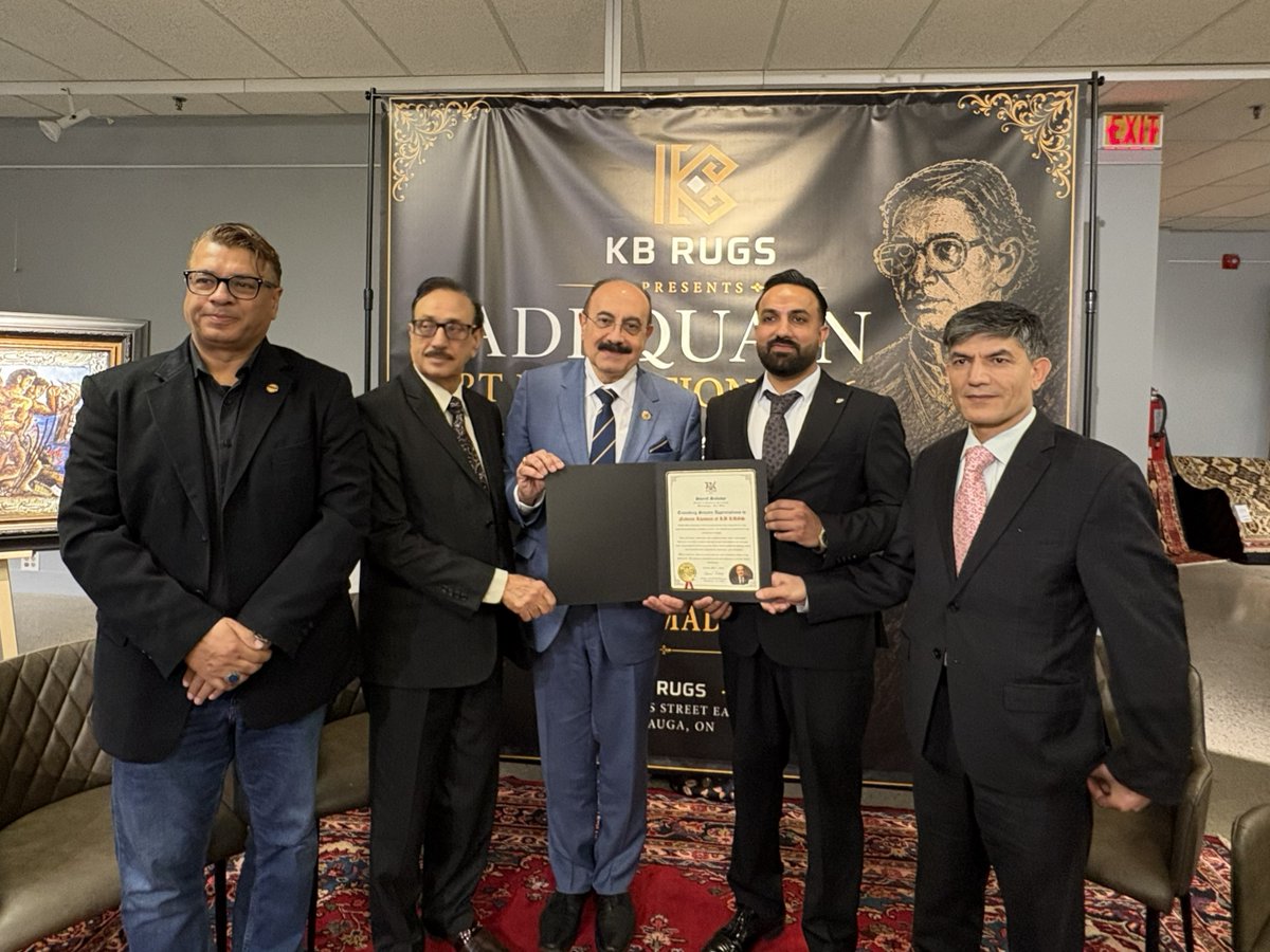 SherefSabawyPC's tweet photo. It was an honour to attend the Sadequain Art Exhibition 2026, celebrating a legendary artist’s enduring legacy. 

Thank you to KB Rugs and the Sadequain Foundation for bringing this remarkable cultural showcase to Mississauga.

#MississaugaErinMills https://t.co/r7TDRaE2Mk
