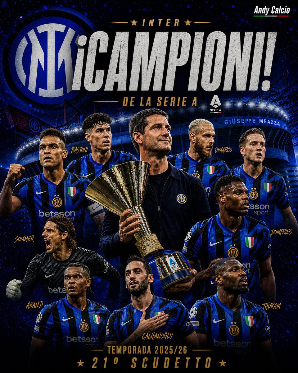 ASIM9i's tweet photo. Inter are Serie A champions for the 21st time in their history 🤩🇮🇹 ⚫️🔵
#inter #campioni #seria_a #forza https://t.co/JvoO6GxSMC