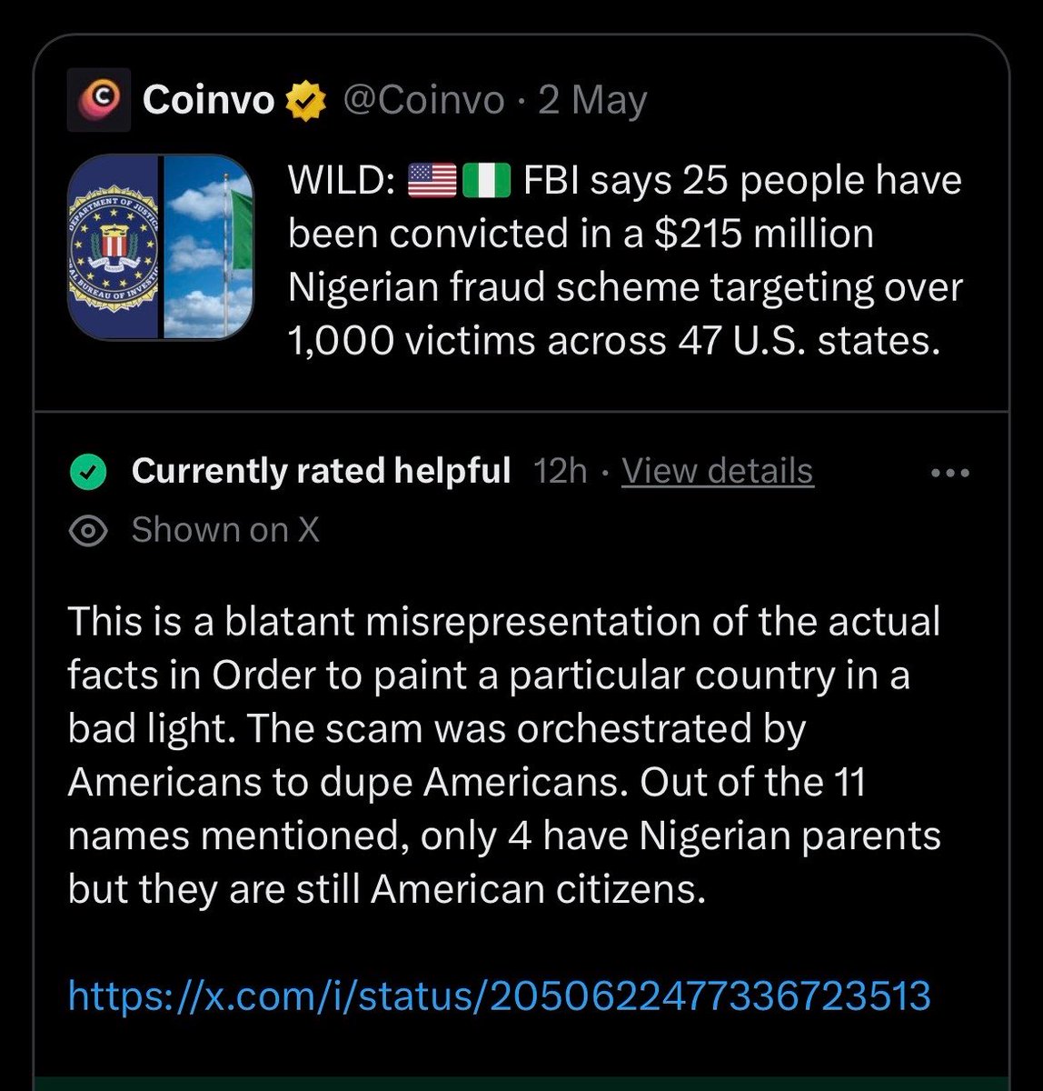 MISINFORMATION 

To everyone who put in a note. Thank you.

No more  misinformation.

It is our duty as Nigerians to debunk any news that will paint us dark. 

Stand against it.

Call out the institution.