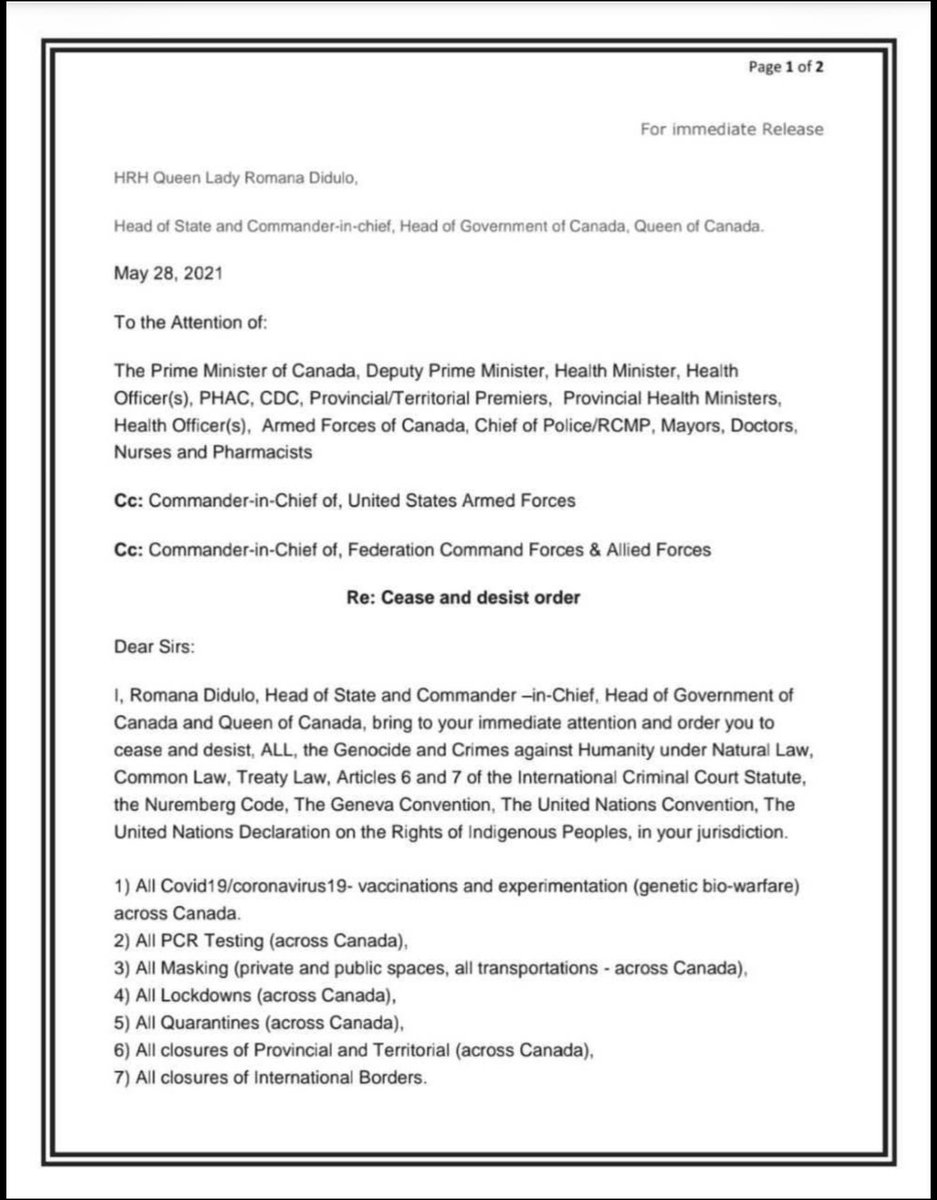 Michael64973675's tweet photo. They tried to claim a pandemic with the Swine flu in 1976, using the same tactics as with the Convid, even referencing this was the same virus that caused the pandemic in 1918 and 1919. https://t.co/chvw3mWEqp

August 9, 2021

Royal Decree 0000000011# 
Re: Canada – Centre for Disease Control (CDC)

Re: (Federal/Provincial/Territorial) Canada Centre for Disease Control.

Be it known, the Licenses of Centre for Disease Control of Canada (CDC) is hereby revoked inclusive all of
its Subsidiaries.

CDC Canada is prohibited from issuing public health guidelines/recommendations Nationwide. 

This order is retroactive May 28, 2021.

Know the law #NaturalLaw 👇🏼

https://t.co/z3hxtKMnHK 💜👑🌎
