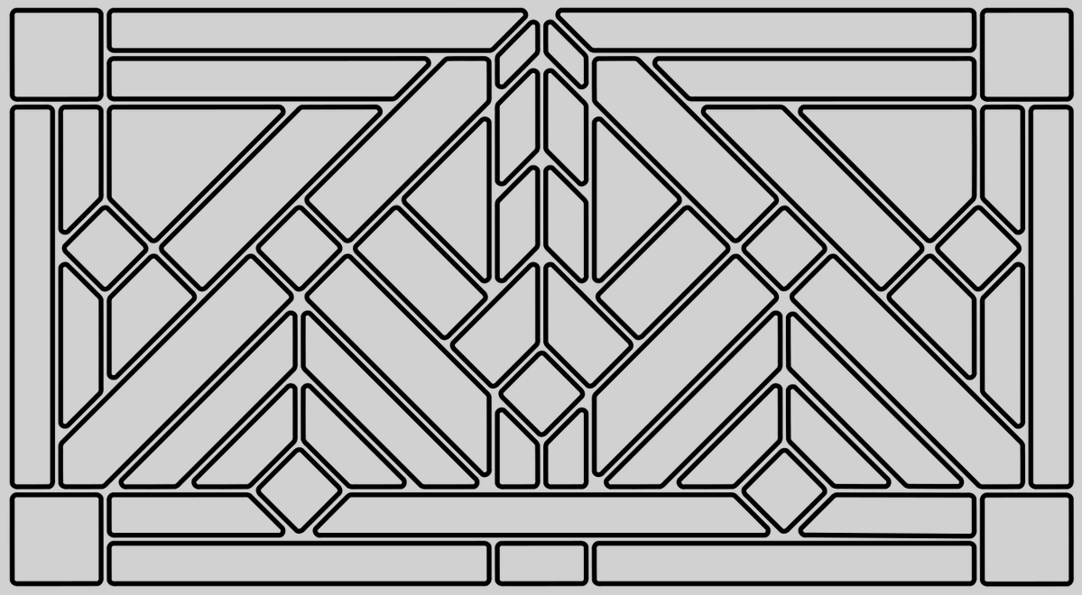 Stained glass window pattern I am working on, 12" by 22", reckoning with the actual glass to use. 
If you have color/palette suggestions, feel free to share them.