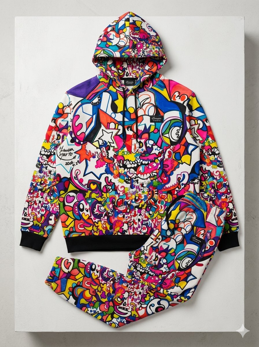 HAYATO_art1010's tweet image. 試作品！を作るの巻
動かずにいても仕方がないので、
夢であるの一つ　#アパレルブランド
立ち上げに向け
自身が絵描いた作品を全身にプリントしたパーカーの試作品を作る事に！
それを目が見えるところに置き、
イメージトレーニングを積み
アウトプットも忘れずに行う！
#original
#brand
#color
