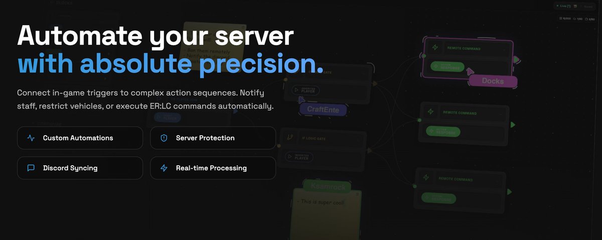cadlysystems's tweet photo. We just released our BIGGEST update yet.

Introducing one of the key new features... the Action Engine: a simple interface that allows you to use blocks to create automations that serve your server's uniques needs.

ER:LC has never seen something like this before, try free today. https://t.co/0m7zPQdw5M