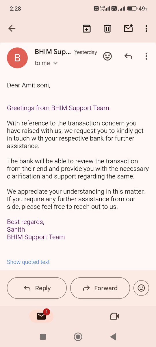 AmitSoni1456198's tweet image. @TheOfficialSBI 18 days passed, still no refund of ₹798. AGM Lucknow's 3-day TAT over. BHIM confirmed reversal initiated, but SBI is holding my funds. Pathetic service! Resolve this immediately or I file with RBI Ombudsman. @RBI @NPCI_NPCI #SBI #Banking #DigitalIndia